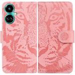 For Tecno Camon 19 Tiger Embossing Pattern Horizontal Flip Leather Phone Case(Pink)