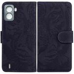 For Tecno Pop 6 No Fingerprints Tiger Embossing Pattern Horizontal Flip Leather Phone Case(Black)