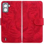 For Tecno Pop 6 No Fingerprints Tiger Embossing Pattern Horizontal Flip Leather Phone Case(Red)