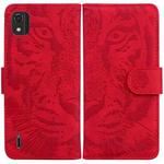 For Nokia C2 2nd Edition Tiger Embossing Pattern Horizontal Flip Leather Phone Case(Red)