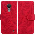 For Nokia C21 Tiger Embossing Pattern Horizontal Flip Leather Phone Case(Red)