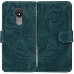 For Nokia C21 Tiger Embossing Pattern Horizontal Flip Leather Phone Case(Green)