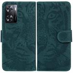 For OPPO A57 2022 4G/A57 2022 5G/Realme Q5i/Realme V23 5G/Realme Narzo 50 5G/A77 5G Tiger Embossing Pattern Horizontal Flip Leather Phone Case(Green)