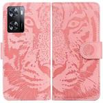 For OPPO A57 2022 4G/A57 2022 5G/Realme Q5i/Realme V23 5G/Realme Narzo 50 5G/A77 5G Tiger Embossing Pattern Horizontal Flip Leather Phone Case(Pink)
