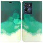 For Infinix Note 12 G96/X670 Watercolor Pattern Horizontal Flip Leather Phone Case(Cyan Green)