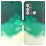 For Tecno Spark 6 GO Watercolor Pattern Horizontal Flip Leather Phone Case(Cyan Green)