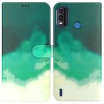 For Nokia G11 Plus Watercolor Pattern Horizontal Flip Leather Phone Case(Cyan Green)