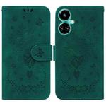 For Tecno Camon 19 Butterfly Rose Embossed Leather Phone Case(Green)