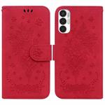 For Tecno Pova 3 LE7 Butterfly Rose Embossed Leather Phone Case(Red)