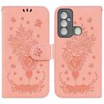 For Tecno Spark 6 GO Butterfly Rose Embossed Leather Phone Case(Pink)