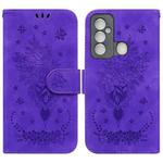 For Tecno Spark 6 GO Butterfly Rose Embossed Leather Phone Case(Purple)
