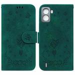 For Tecno Pop 6 No Fingerprints Butterfly Rose Embossed Leather Phone Case(Green)