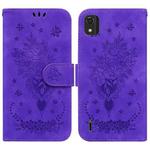 For Nokia C2 2nd Edition Butterfly Rose Embossed Leather Phone Case(Purple)