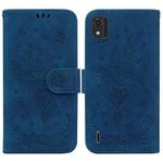 For Nokia C2 2nd Edition Butterfly Rose Embossed Leather Phone Case(Blue)