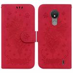 For Nokia C21 Butterfly Rose Embossed Leather Phone Case(Red)