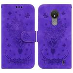 For Nokia C21 Butterfly Rose Embossed Leather Phone Case(Purple)
