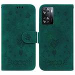 For OPPO A57 2022 4G/A57 2022 5G/Realme Q5i/Realme V23 5G/Realme Narzo 50 5G/A77 5G Butterfly Rose Embossed Leather Phone Case(Green)