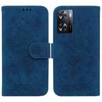 For OPPO A57 2022 4G/A57 2022 5G/Realme Q5i/Realme V23 5G/Realme Narzo 50 5G/A77 5G Butterfly Rose Embossed Leather Phone Case(Blue)