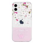 For iPhone 12 Bronzing Butterfly Flower Phone Case(Peach Blossoms)