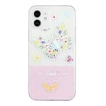 For iPhone 12 Bronzing Butterfly Flower Phone Case(Butterfly)