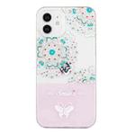 For iPhone 12 Bronzing Butterfly Flower Phone Case(Peacock Flower)