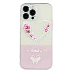 For iPhone 12 Pro Max Bronzing Butterfly Flower Phone Case(Rose Heart)
