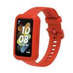 For Huawei Band 7 Silicone Adjustable Elastic Watch Band(Dark Red)