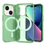 For iPhone 14 Plus Crystal Clear MagSafe Phone Case (Glitter Green)