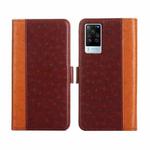For vivo X60 Pro Foreign Version / X60 Curved Screen Version Ostrich Texture Flip Leather Phone Case(Brown)