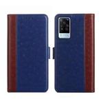 For vivo X60 Pro Foreign Version / X60 Curved Screen Version Ostrich Texture Flip Leather Phone Case(Blue)