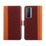 For vivo X70 Ostrich Texture Flip Leather Phone Case(Brown)