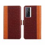 For vivo X70 Pro Ostrich Texture Flip Leather Phone Case(Brown)