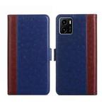 For vivo Y15s Foreign Version Ostrich Texture Flip Leather Phone Case(Blue)