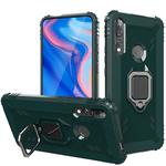 For Huawei Y9 Prime 2019 Carbon Fiber Protective Case with 360 Degree Rotating Ring Holder(Green)