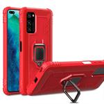 For Huawei Honor V30 Carbon Fiber Protective Case with 360 Degree Rotating Ring Holder(Red)