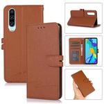 For Huawei P30 Cross Texture Horizontal Flip Leather Phone Case(Brown)