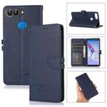 For Honor 9 Lite Cross Texture Horizontal Flip Leather Phone Case(Dark Blue)