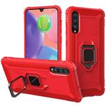 For Galaxy A70 Carbon Fiber Protective Case with 360 Degree Rotating Ring Holder(Red)
