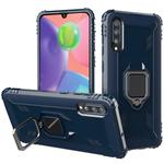 For Galaxy A70 Carbon Fiber Protective Case with 360 Degree Rotating Ring Holder(Blue)