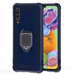 For Galaxy A30s Carbon Fiber Protective Case with 360 Degree Rotating Ring Holder(Blue)