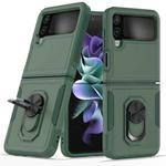 For Samsung Galaxy Z Flip4 PC + TPU Phone Case with Ring Holder(Dark Green)