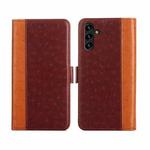 For Samsung Galaxy A13 4G Ostrich Texture Flip Leather Phone Case(Brown)