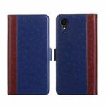 For Samsung Galaxy A22 5G Ostrich Texture Flip Leather Phone Case(Blue)