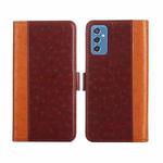 For Samsung Galaxy M52 5G Ostrich Texture Flip Leather Phone Case(Brown)