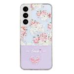 For Samsung Galaxy S22 5G Bronzing Butterfly Flower Phone Case(Peony)