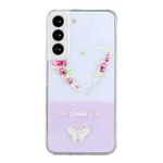 For Samsung Galaxy S22 5G Bronzing Butterfly Flower Phone Case(Rose Heart)