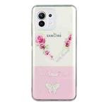 For Samsung Galaxy A22 5G Bronzing Butterfly Flower Phone Case(Rose Heart)