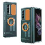 For Samsung Galaxy Fold4 5G Sliding Camera Design Ring Holder TPU Phone Case(Orange)