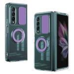 For Samsung Galaxy Fold4 5G Sliding Camera Design Ring Holder TPU Phone Case(Purple)