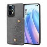 For OPPO Reno7 Pro Double Buckle Card Slots Magnetic Phone Case(Grey)
